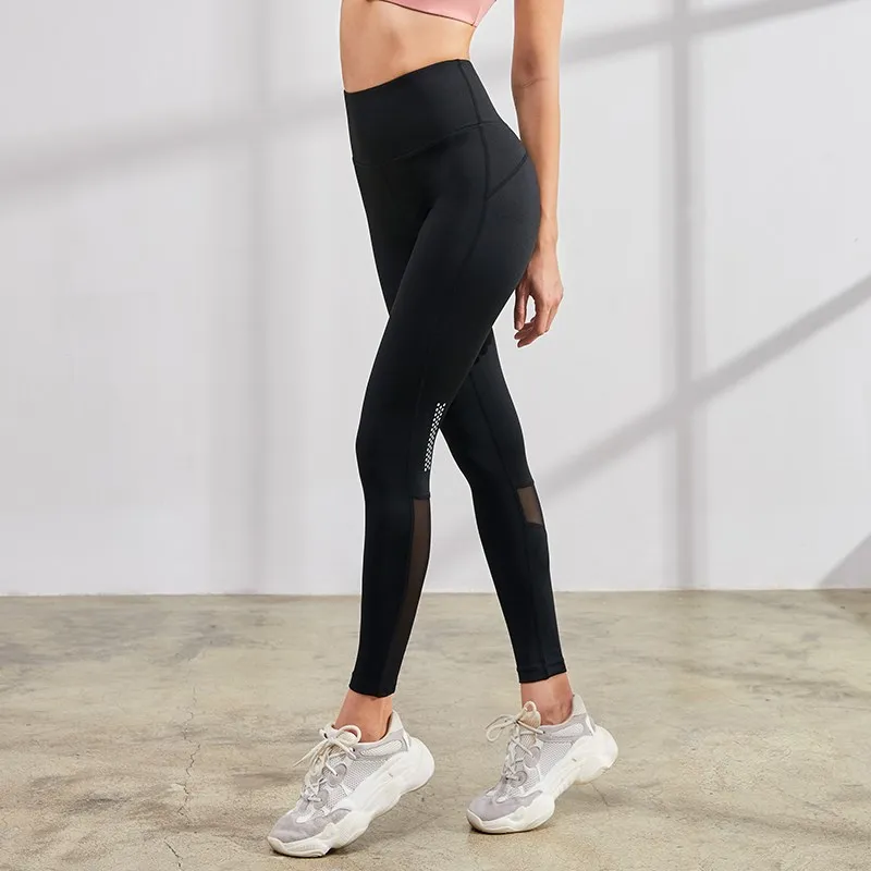 Women's Sexy Mesh Yoga Leggings High-Waist Fitness Gym Pants Reflective Running Jogging Stretchy Sports Trousers 2019 Vansydical