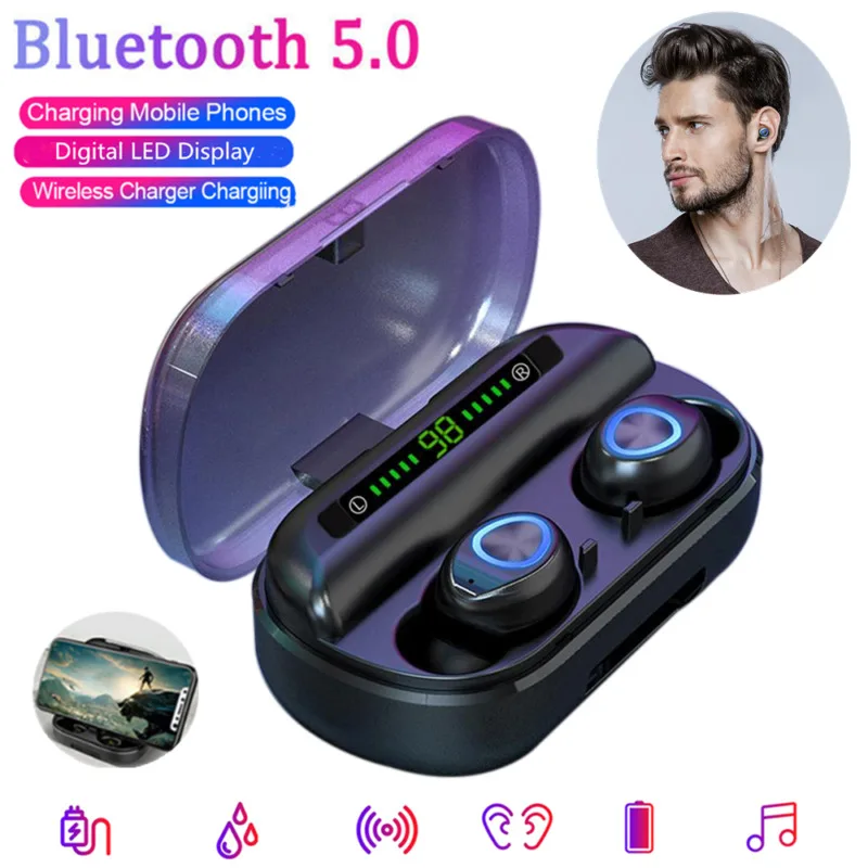 V10 BT5 0 Waterproof Mini Headset TWS Wireless LED Earphone In Ear Stereo Sound Sweatproof Sport Earbuds For Xiaomi iPhone LG