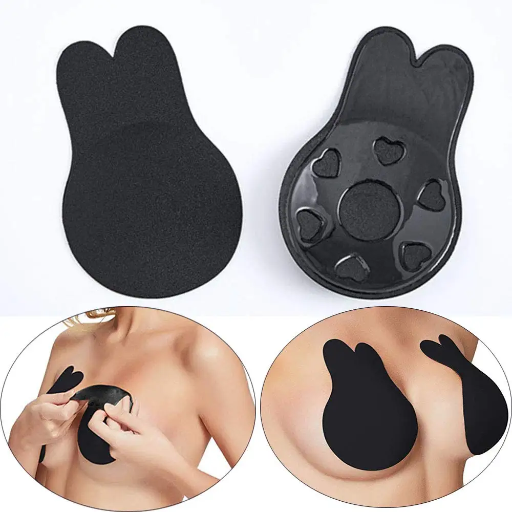 

Halyuhn Breast Lift Tape, 1 Pairs Silicone nipple cover Rabbit Ear Adhesive Strapless Backless Bra, Push Up Invisible sticky bra