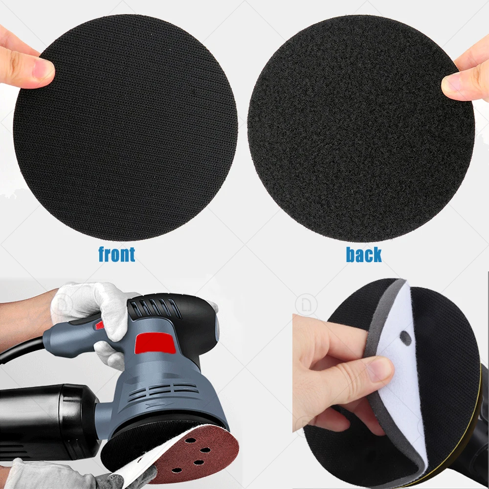 2/3/4/5/6 Inch Flocking Cushion Polishing Pad Soft Self-adhesive Disc Sponge Interface Removing Wax Buffer Pads Sandpaper Tray 3
