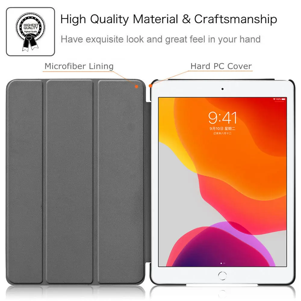 Чехол для нового iPad 10,2 7th Generation Funda магнитный складной откидной Стенд PU кожаный умный чехол для iPad 10,2 Чехол+ пленка+ ручка