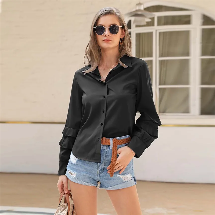 Женская рубашка с коротким рукавом цветочным принтом v-образным вырезом на