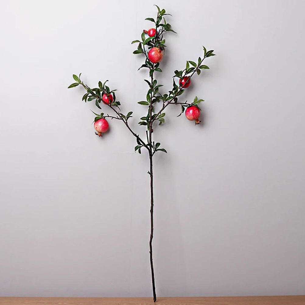1Pc Lifelike Decorative Delicate Artificial Pomegranate Flower Simulation Flower Berries Fake Green Plant for Office Home Dorm