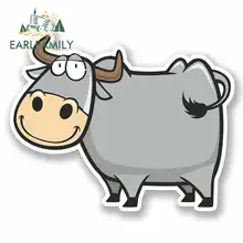 EARLFAMILY 13cm x 13cm Cartoon Happy Cow Funny Car Stickers RV VAN 3D DIY Fine Decal Bumper Trunk Truck Graphics Vinyl JDM