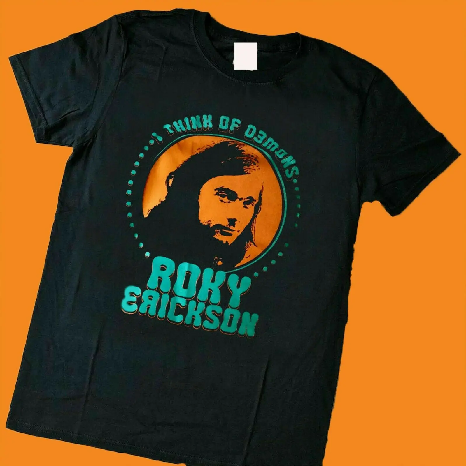 Винтажная Футболка Roky Erickson I Think of Demons, размер, модная футболка с короткими рукавами, распродажа, хлопок