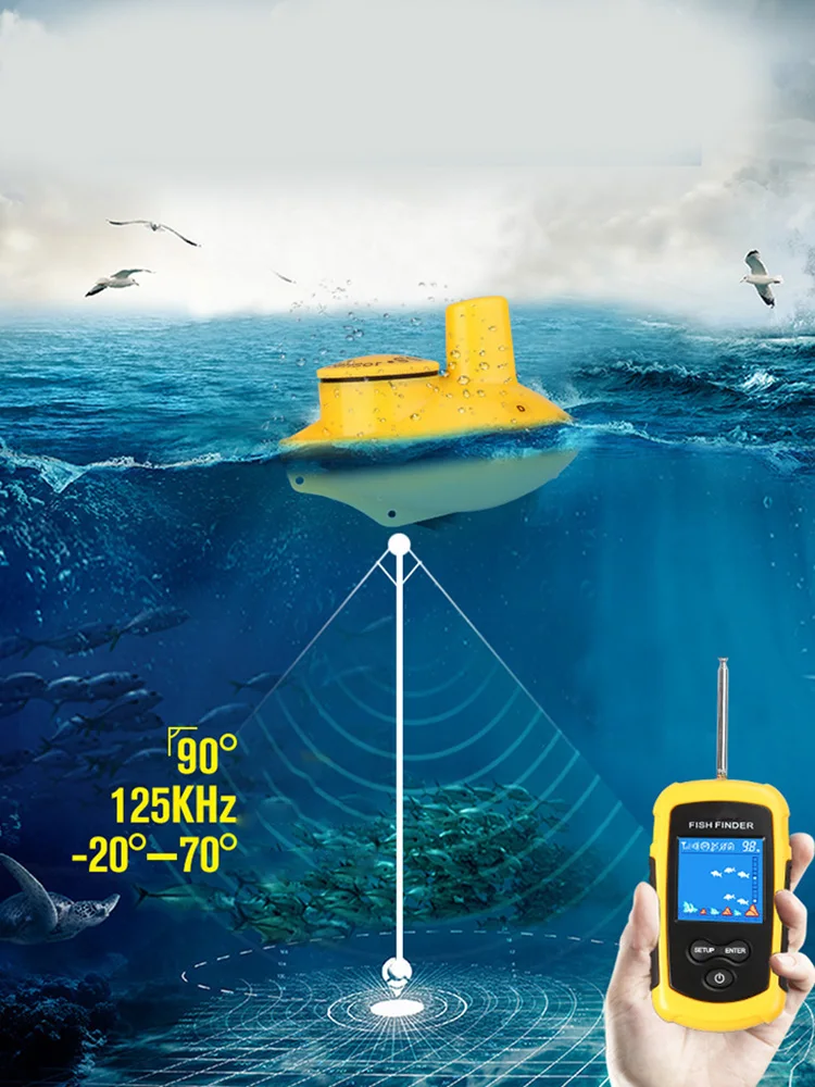 Fish Finder Portable Echo Sounder Depth 100M Sonar LCD Echo Sounders