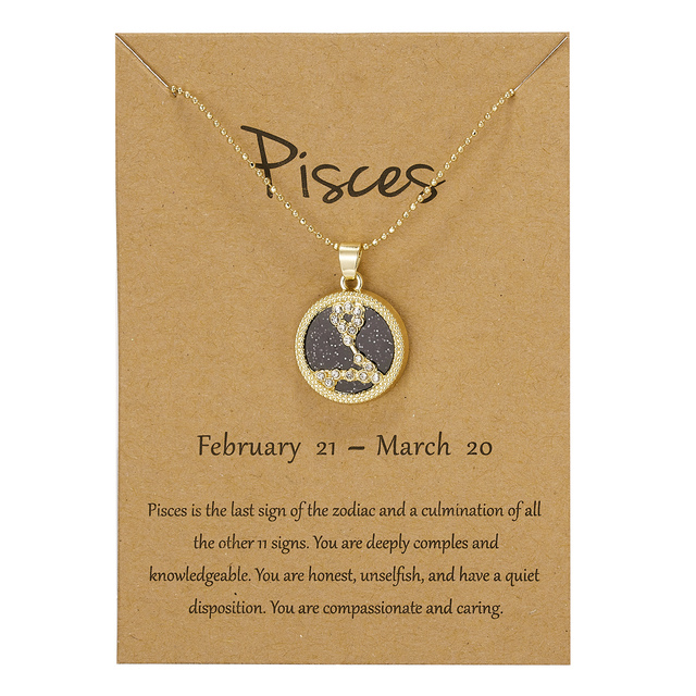 Zodiac Constellations Necklace Geometric Round Pendant Gold Silver Color Chain Necklace Unisex Friendship Jewelry Lover Gifts
