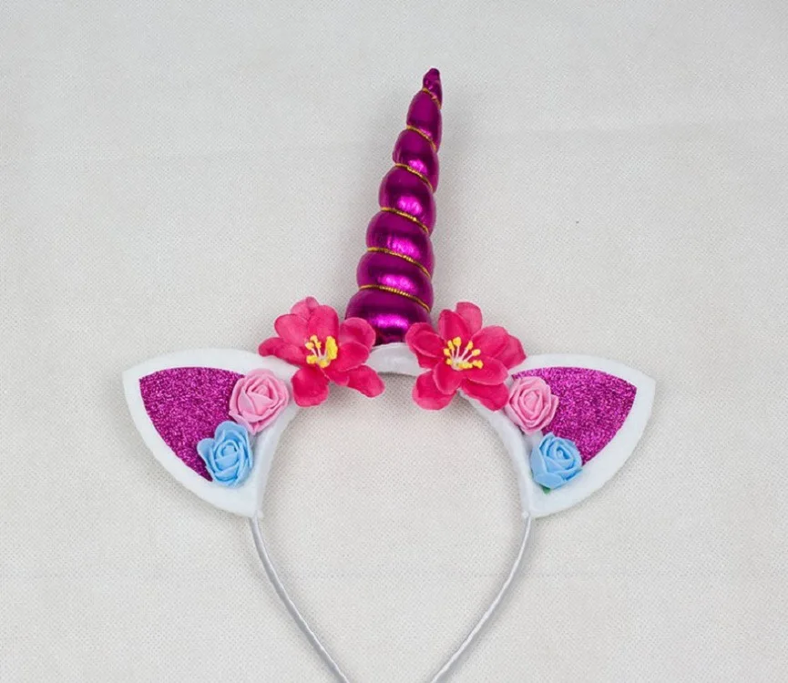 

Unicorn Hair Bands New Style Children Holiday Head Accessories Halloween Headband Imitation Flowers