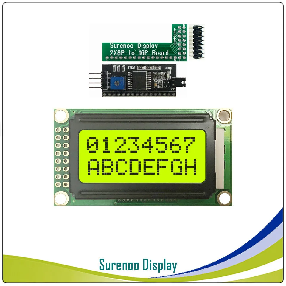 Последовательный IIC/I2C/TWI 0802 802 8*2 персональный модуль lcd Дисплей Панель желтый и зеленый цвета синий с Подсветка для Arduino