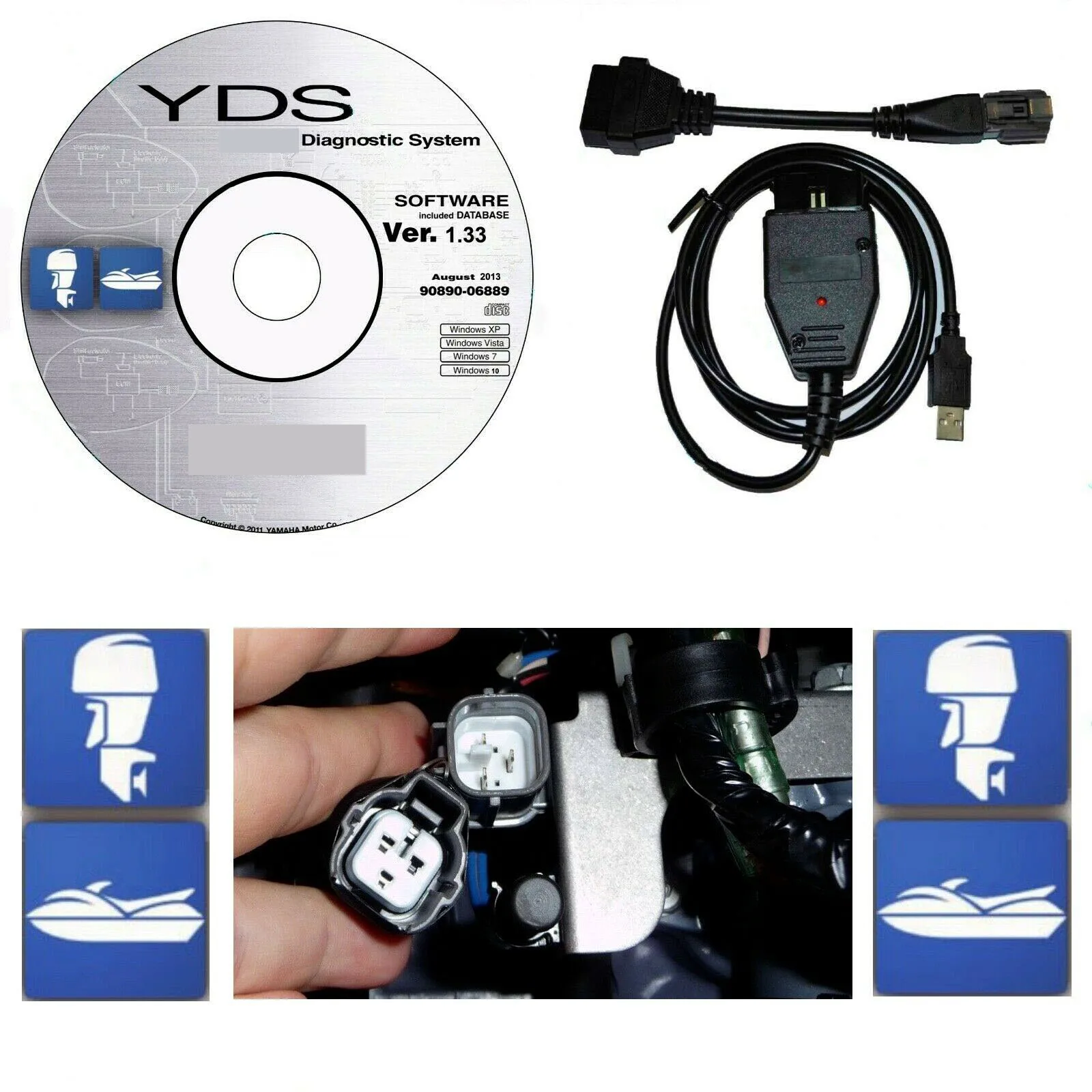 DiagnosticcableadapterkitforYamahaYDSMarineOutboardWaveRunnerJetBoatSupportsall