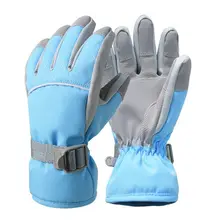 Зимние водонепроницаемые Зимние перчатки для мальчиков и девочек, Нескользящие теплые лыжные варежки с плюшевой подкладкой PXPF