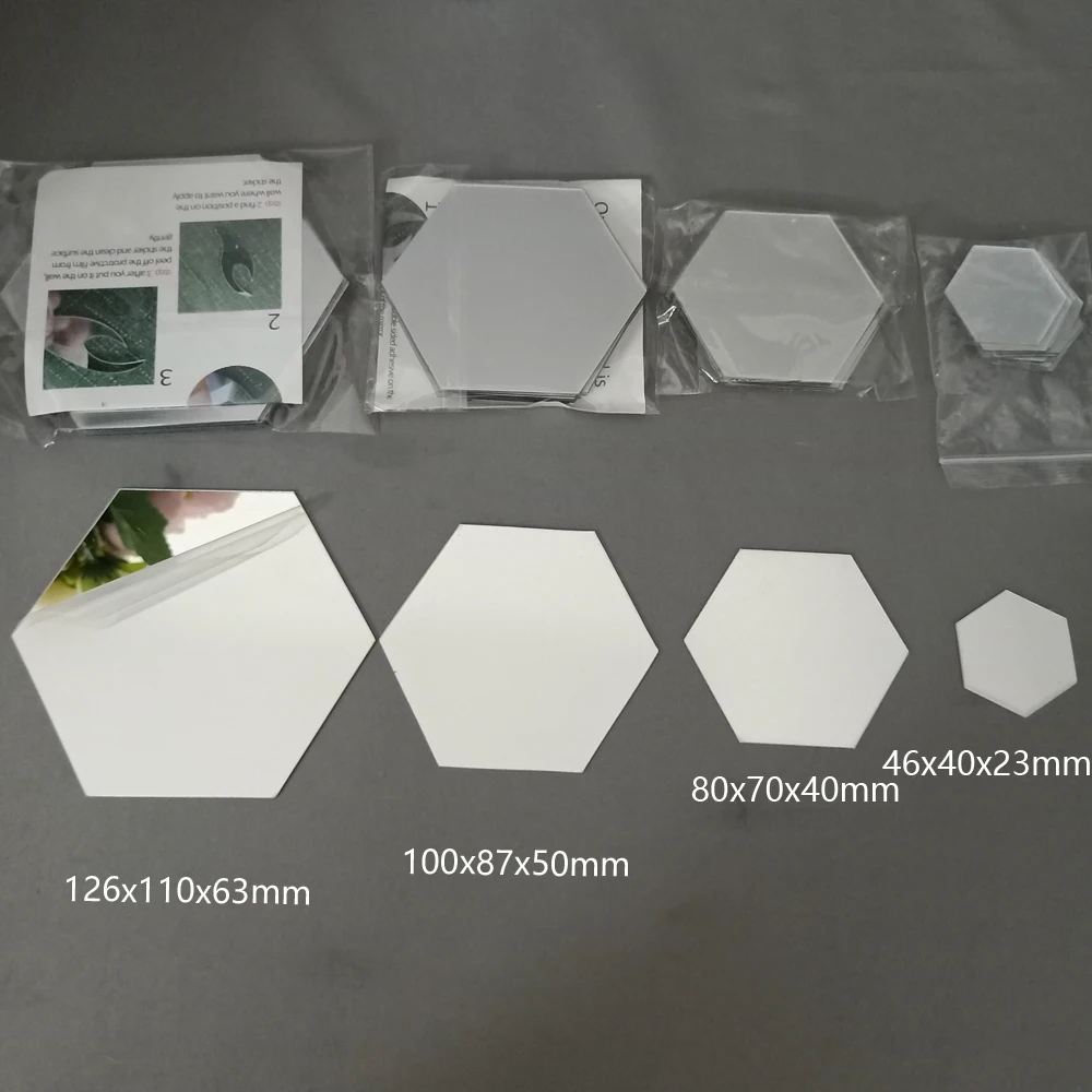 12pcs 3D acrylic hexagonal mirror wall stickers detachable DIY art home decoration living room dining room wall stickers 6