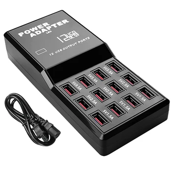 

ALLOYSEED Multi Port USB Charger 5V/12A 60W Desktop 12 Ports USB 3.0 Charging Station for Mobile Phone Tablet EU/US/UK
