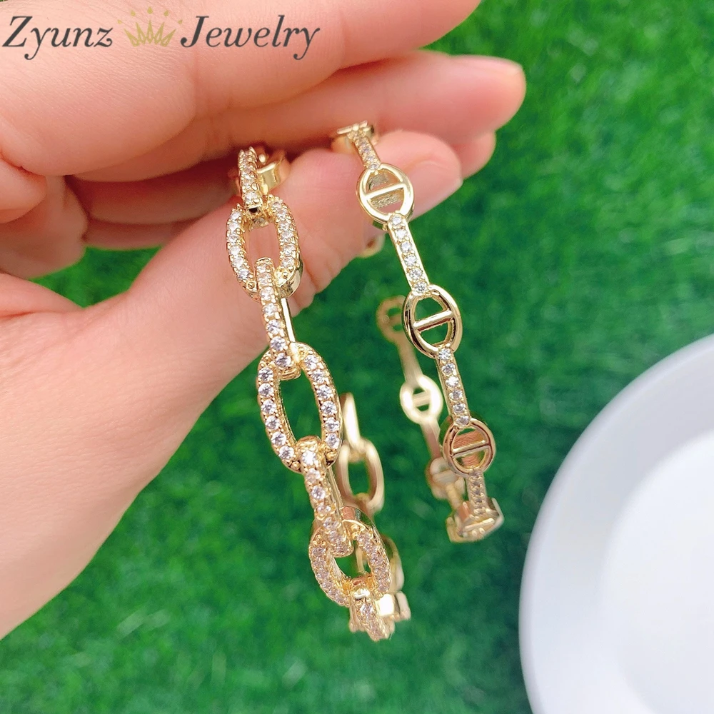 5PCS, Punk Crystal Zircon Bangles For Women Boho Gold Color Charm Bracelets Bangles Fashion Jewelry Adjustable 3