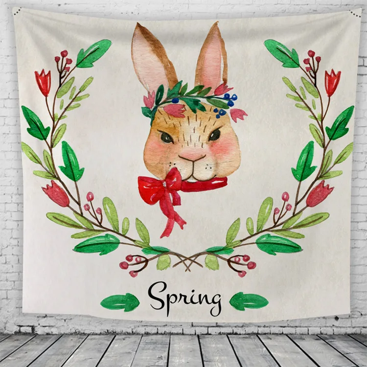 

Cross-Border Beach Towel Hanging Cloth Foreign Trade INS Hot Selling 3D Printed European-Style Living Room Rabbit tapestry