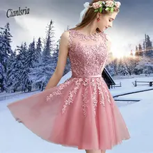 Новое поступление, короткие платья для выпускного вечера, темно-синие, черные, розовые, красные, длиной до колена, с кружевной аппликацией, иллюзия, коктейльные платья