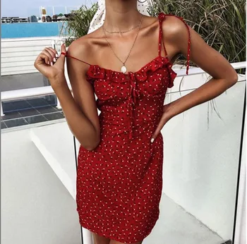 

Hirigin Women Boho Floral Mini Dress Summer Sexy Sleeveless Bandage Beach Dresses Sundress Vestidos Fashion New Hot