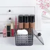 1Pc Transparent Black Acrylic Cotton Swab Tissue With Lid Storage Box Desktop Dustproof Lipstick Cosmetics Storage Mechanism 6
