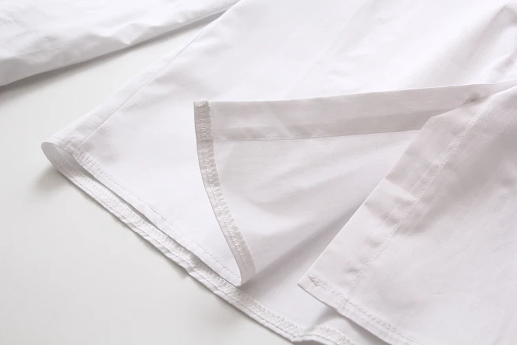 Новое поступление, милая хлопковая белая рубашка с радужной вышивкой, отложной воротник, длинный рукав, карманы, Повседневная блузка, Feminina Blusa T99412F