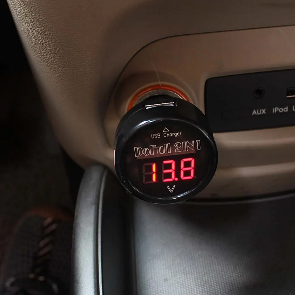 Автомобильное зарядное устройство для телефона вольтметр прикуриватель Тип usb зарядное устройство