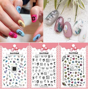 

HANYI-310-313 flower 3D nail decal with adhesive nail stickers nail accessories