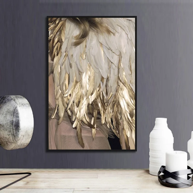 Feather-Gold-Color-Lamp-Poster-Canvas-Print-Wall-Nordic-Minimalist-Style-Art-Modular-Living-Room-Bed