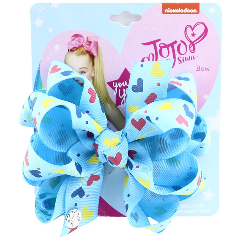 1 шт. " JOJO SIWA бант зажим для волос сердце печать ленты diy Бант Шпилька детские заколки для волос на вечерние день Святого Валентина - Цвет: 3