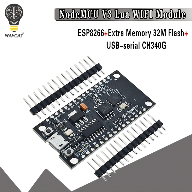 NodeMCU V3 Lua WIFI module integration of ESP8266 + extra memory 32M Flash USB-serial CH340G | Электронные компоненты и