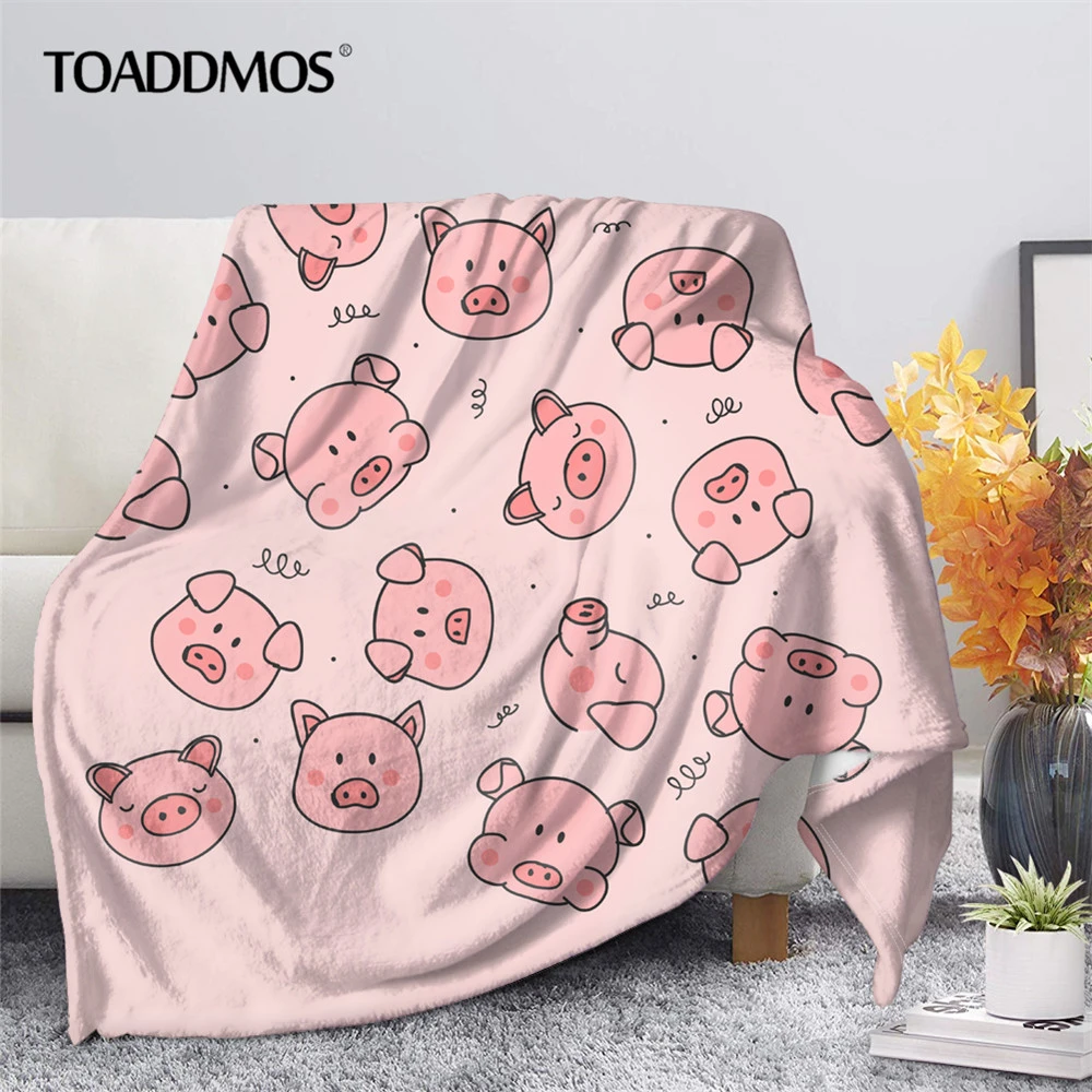 Toaddmosかわいい豚ピンクフリースブランケット暖かい寝室の上にスローブランケット寝具旅行シェルパ毛布大人の子供キルト 毛布 Aliexpress