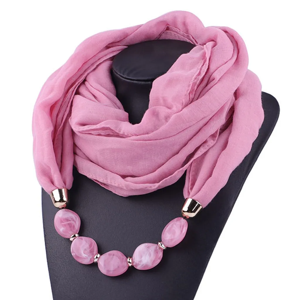 Women Fashion Solid Color Necklace Pendant Scarf Ethnic Style Soft Necklace Scarf Femme Accessories New Arrival#P15