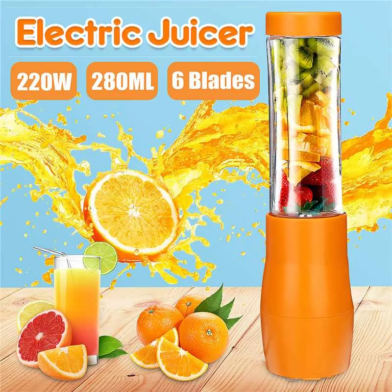 

Fruit Mixing Machine Juicer Cup Portable Juice Blenders Household Fruit Mixer 280ml with Six Blade US PLUG 110V/220V