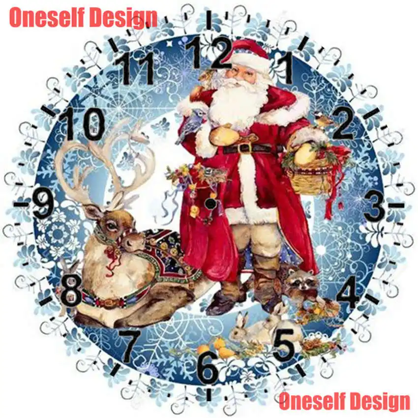 Стиль рождественские подарочные часы Алмазная картина вышивка крестиком с часами горный хрусталь картины рождественские украшения для дома - Цвет: xx0111