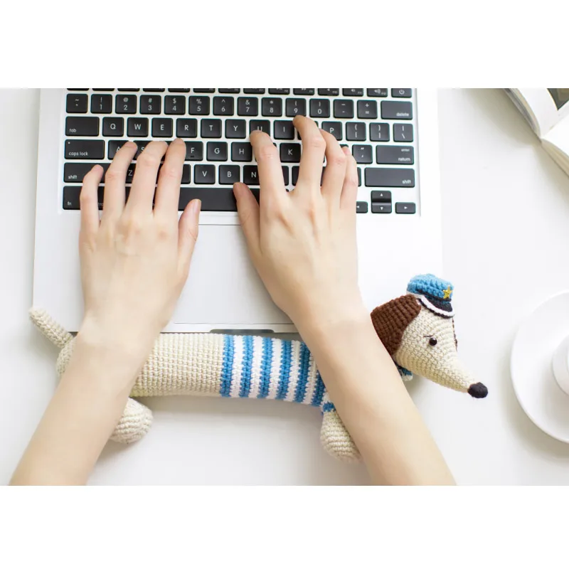 Cute handmade puppy wrist protector puppy mouse pad crochet mascot toy gift best birthday gift(do, don't DIY) knitted stuffed d