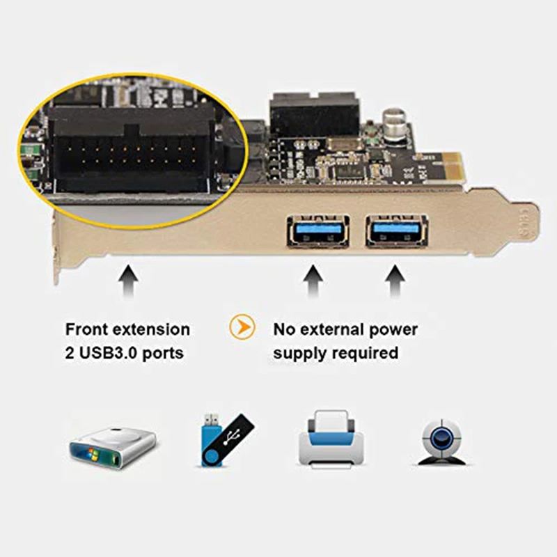 Pci-E к двойным Usb3.0 портам Плата расширения Pci Express адаптер Nec D720201 основной чип управления для настольных ПК с 19 Pin