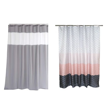 

1 Set Shower Curtain 180 X 200Cm Fabric Shower Curtain & 1 Set 200 X 200Cm Nordic Home Bathroom Shower Curtain