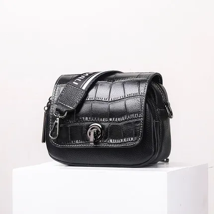 Женские сумки-мессенджеры из натуральной кожи известных брендов, женская модная однотонная сумка с замком на плечо через плечо, пляжная сумка - Цвет: Черный