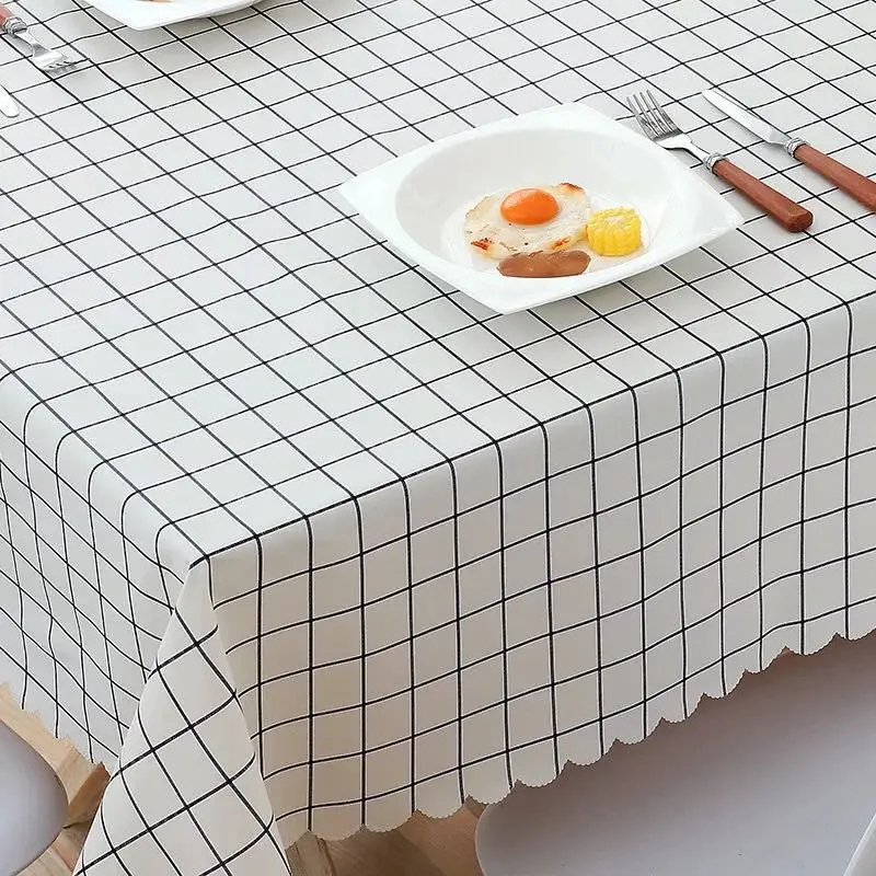 

PVC Tablecloth Table Cover Protector Desk Pad Soft Glass Dining Insulation Tablecloth Plaid Printing Top Table Cloth Plastic Mat