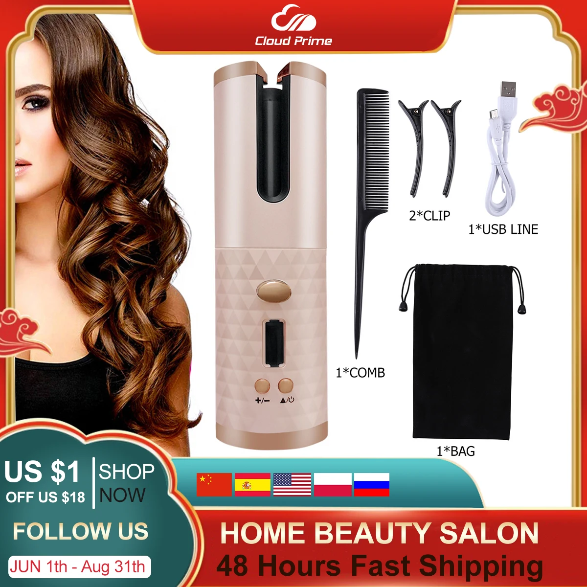 Curling Ferro De Cabelo Automático Sem Fio Multifuncional Usb Recarregável Modelador Cabelo Portátil Display Lcd Cerâmica Encaracolado Ferramenta - Curling Irons - AliExpress