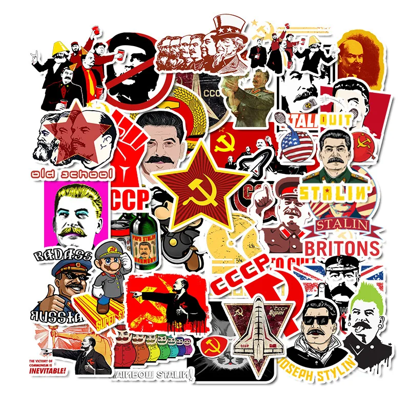 50Pcs Waterproof Mixed Stalin USSR CCCP Poster Stickers DIY Laptop Luggage Refrigerator Door Decor Toy Sticker Poster Stickers