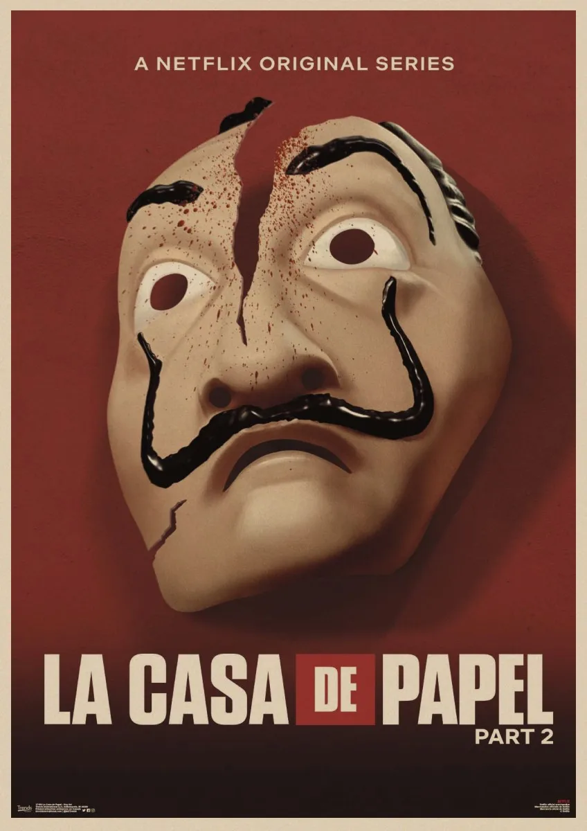 La Casa De Papel постеры для крафт-бумаги в классическом ретро стиле, художественная Настенная Наклейка в римском стиле для украшения дома - Цвет: 10