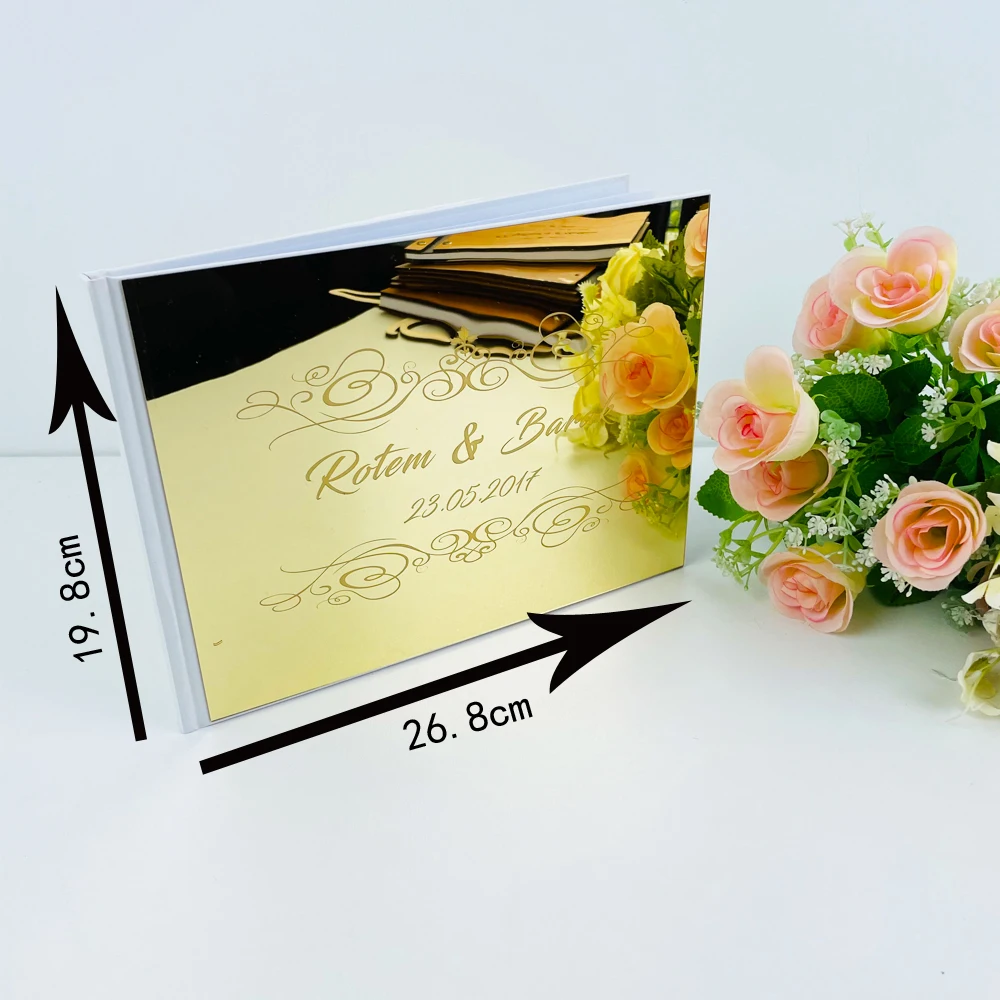 Personalized Signature Guestbook Wedding Mirror Golden Silver Wedding Details Guests Baptism Guest Book Reception Decort