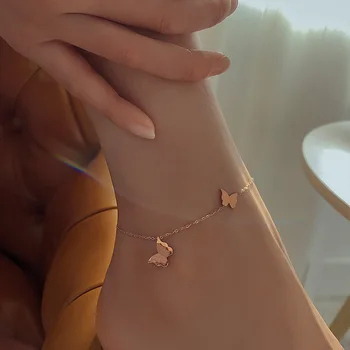 

Gold Stainless Steel Cute Butterfly Charm Chain Anklet for Women Foot Chain Fashion Jewelry