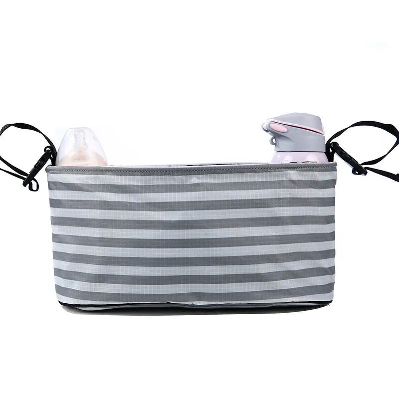 Мумия детская коляска Органайзер Пеленки сумки для беременных подгузник сумка чашка многофункциональная для портативной Детской Сумки - Цвет: Gray stripe