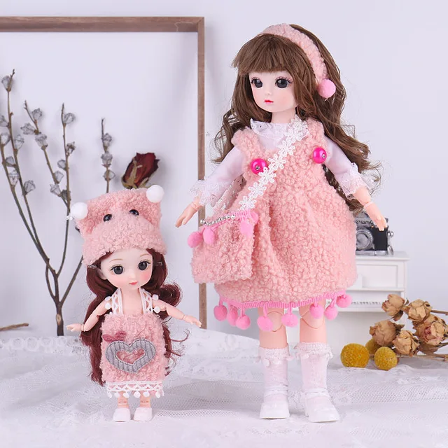 1/6 12Inch BJD Doll +6 Inch Joints Dolls For Gilrs Gift Pretty Parent-child Combination BJD With Clothes Full Set Birthday Toys 1