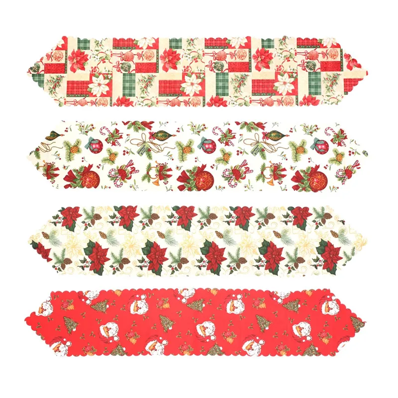 4 PCS Рождественская Домашняя вечеринка Настольная дорожка коврик скатерть Рождественский флаг декоративные Санта-Клауса рождественские гобелены Настольная дорожка s 1/4 штуки в комплекте - Цвет: 4 PCS