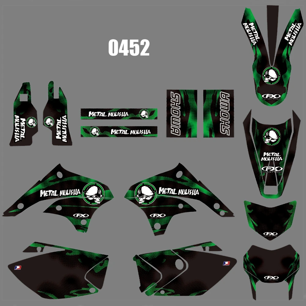 Для KAWASAKI KLX450 2008- Графика наклейки на заказ Номер Наименование лента 3M Полный мотоцикл Фоновые наклейки аксессуары