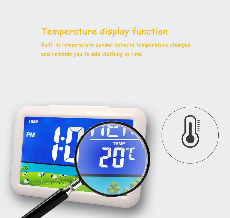 Modern Electronic Table Clock Creative Digital Desk Clock LCD Voice Control Clock with Date/Time/Temperature Display Home Decor