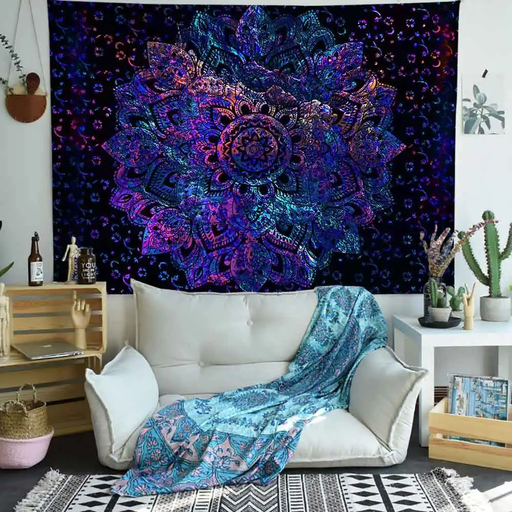 Elephant Mandala Tie-Dye Tapestry Hippie Dorm Decor Wall Art Boho Wall Hanging 