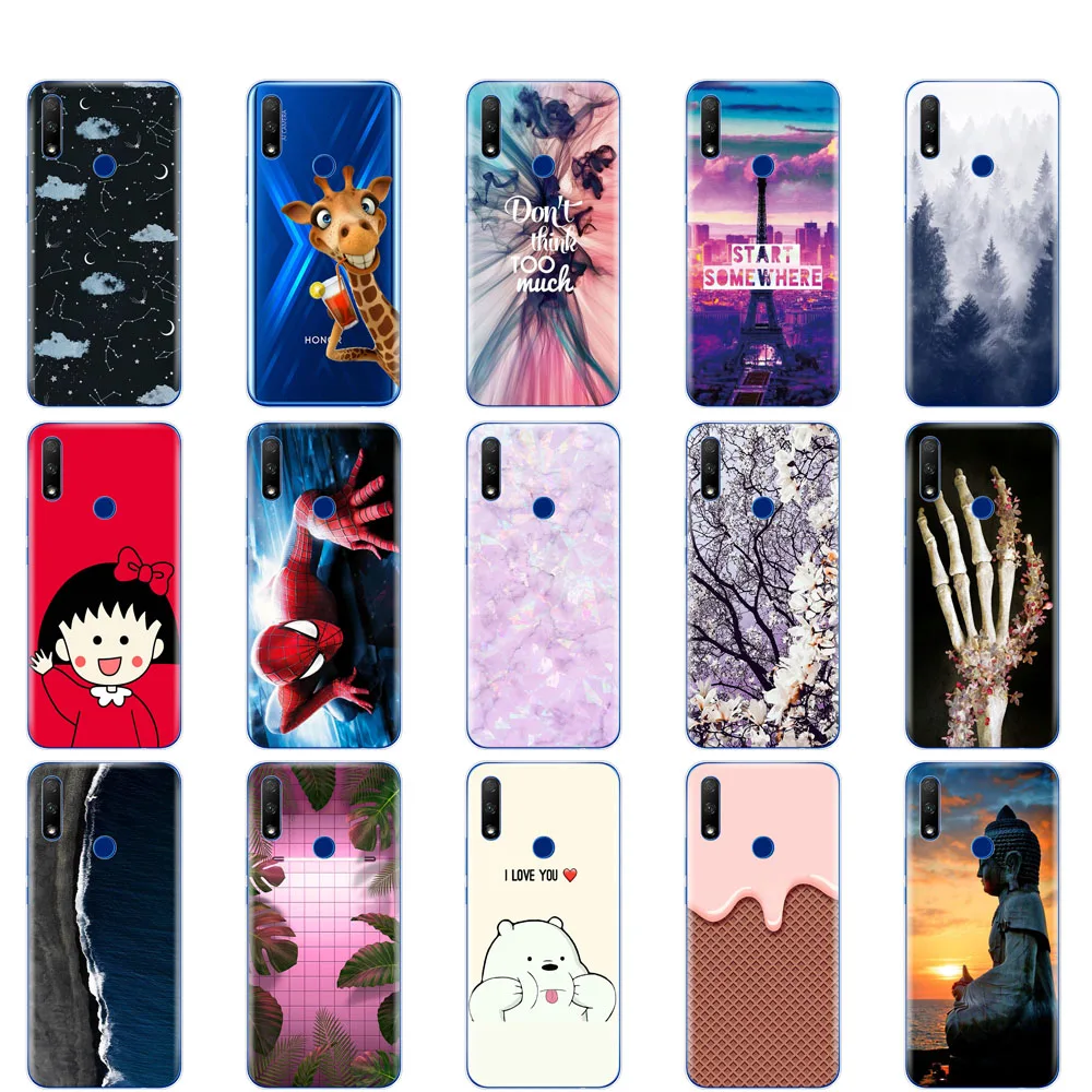 Чехол для huawei honor 9x, мягкий силиконовый чехол, ТПУ, чехол для huawei honor 9x, Премиум класс, с отверстием для отпечатков пальцев, русский, 5,69 дюймов, с рисунком