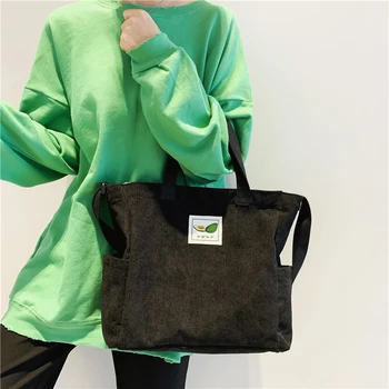 

Corduroy Casual Women Handbag Letter Canvas Shoulder Crossbody Bags Female Messenger Large Capacity Bag